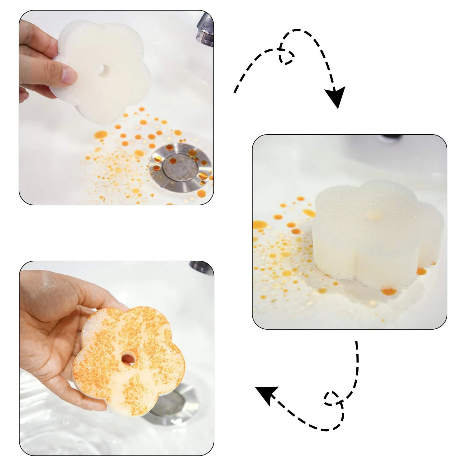24pcs, Oil Absorbing Scum Sponge, Cleaning Sponge For Pool Accessories, Swimming Pool And Spa, Flower