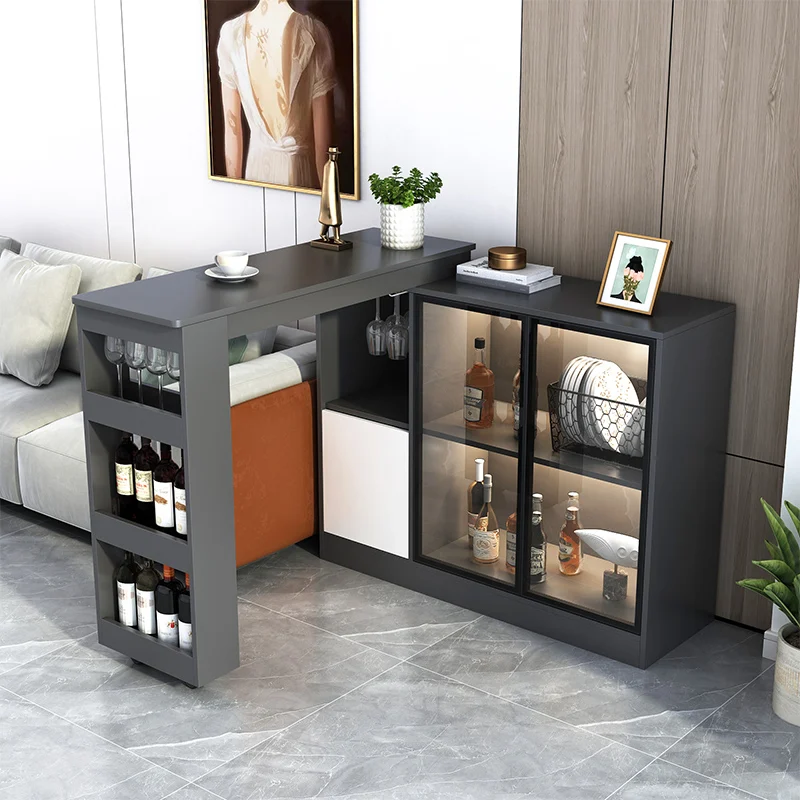 

Household Light Luxury Bar Cabinet Simple Living Room Retractable Partition Wine Cabinet