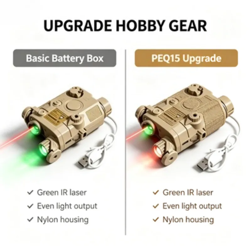 Wear Resistant Nylon PEQ15 Multi Function Box Green Bright Light Fit Rifle Simulation Daily Hobby Parts