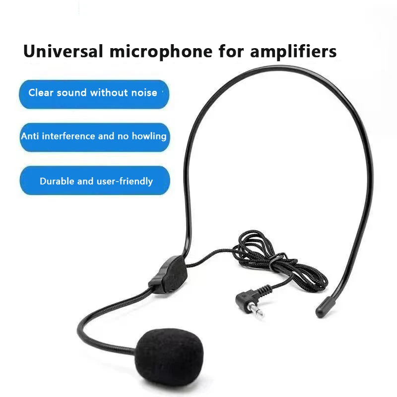 Portable Head Mounted Headset Microphone Wired 3.5mm Plug Mic For Shopping Mall Teacher Tour Guide Amplifier Phone Wheat Bee Ear