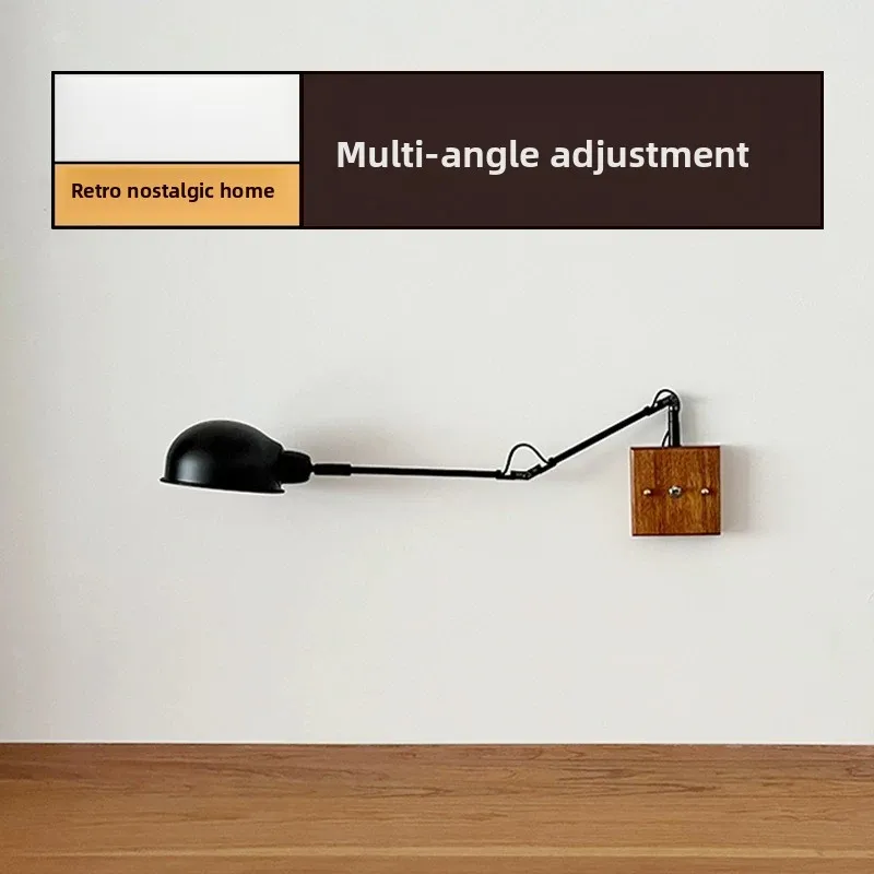 Multi-angle free adjustment medieval, Nordic bedside study, next to the sofa, reading with switch wall lamp