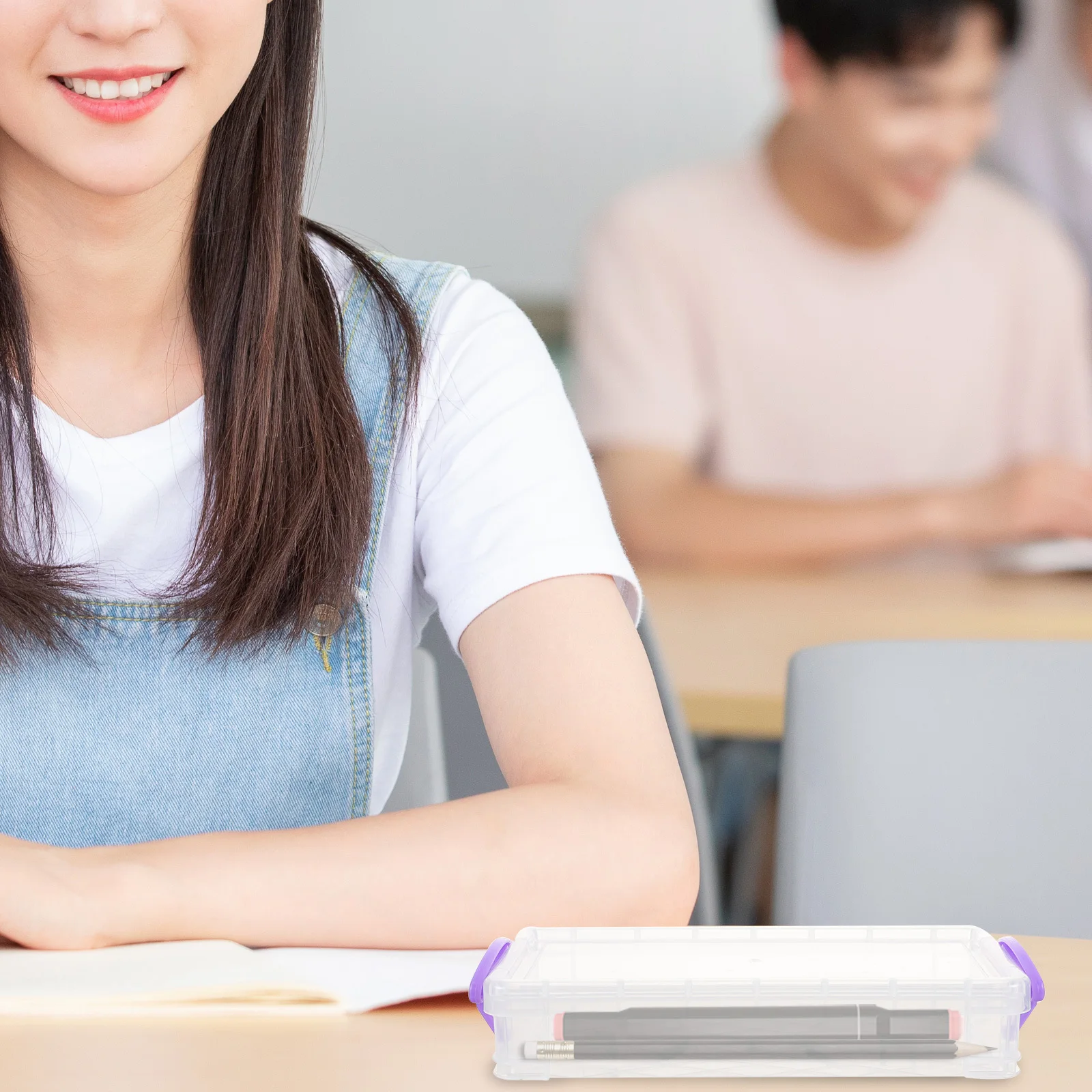 

Large Capacity Pencil Box Premium Plastic Transparent Storage Case for Pens Pencils Markers Rulers Art Supplies Office School