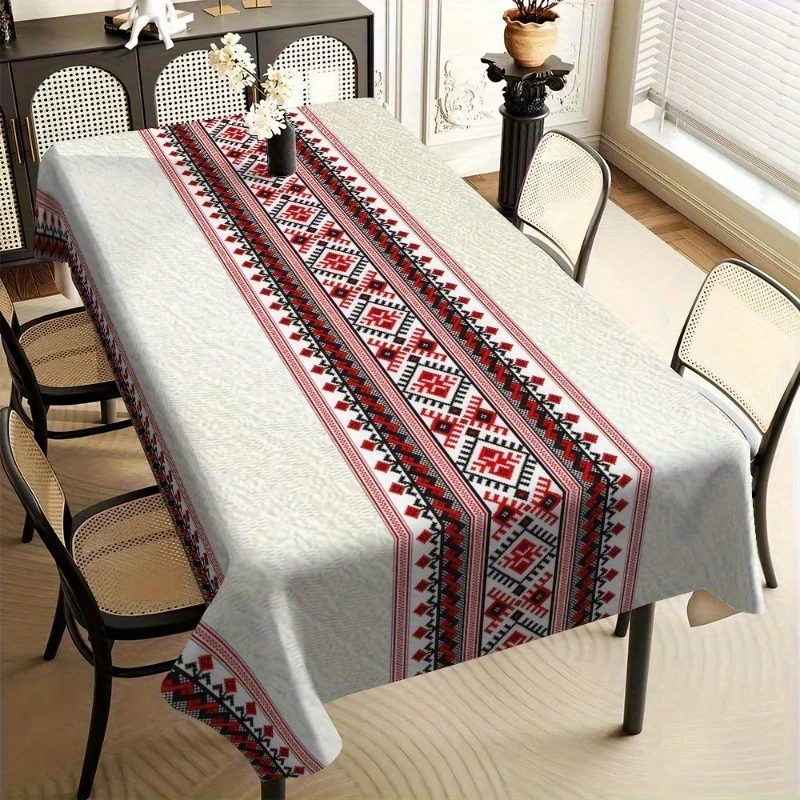 Elegante wasserdichte Tischdecke mit geometrischem Muster für Tischdekoration, südwestliche aztekische Küche, Esstischdecke, Urlaub, Party-Dekoration