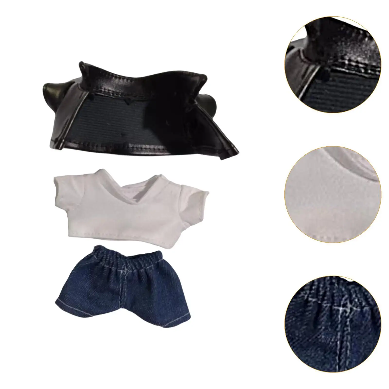 Chaqueta de cuero para muñecas de 3 uds y pantalones tipo camiseta, trajes de accesorios de ropa hechos a mano, ropa en miniatura para muñecas de 15-17cm