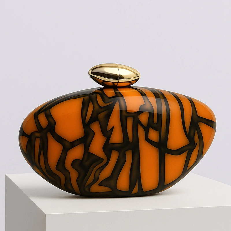 

Cloutch Eggshell Evening Bags For Women Luxury Designer Handbags Purses 2025 New In Acrylic Amber Patterns Chain Straps Shoulder