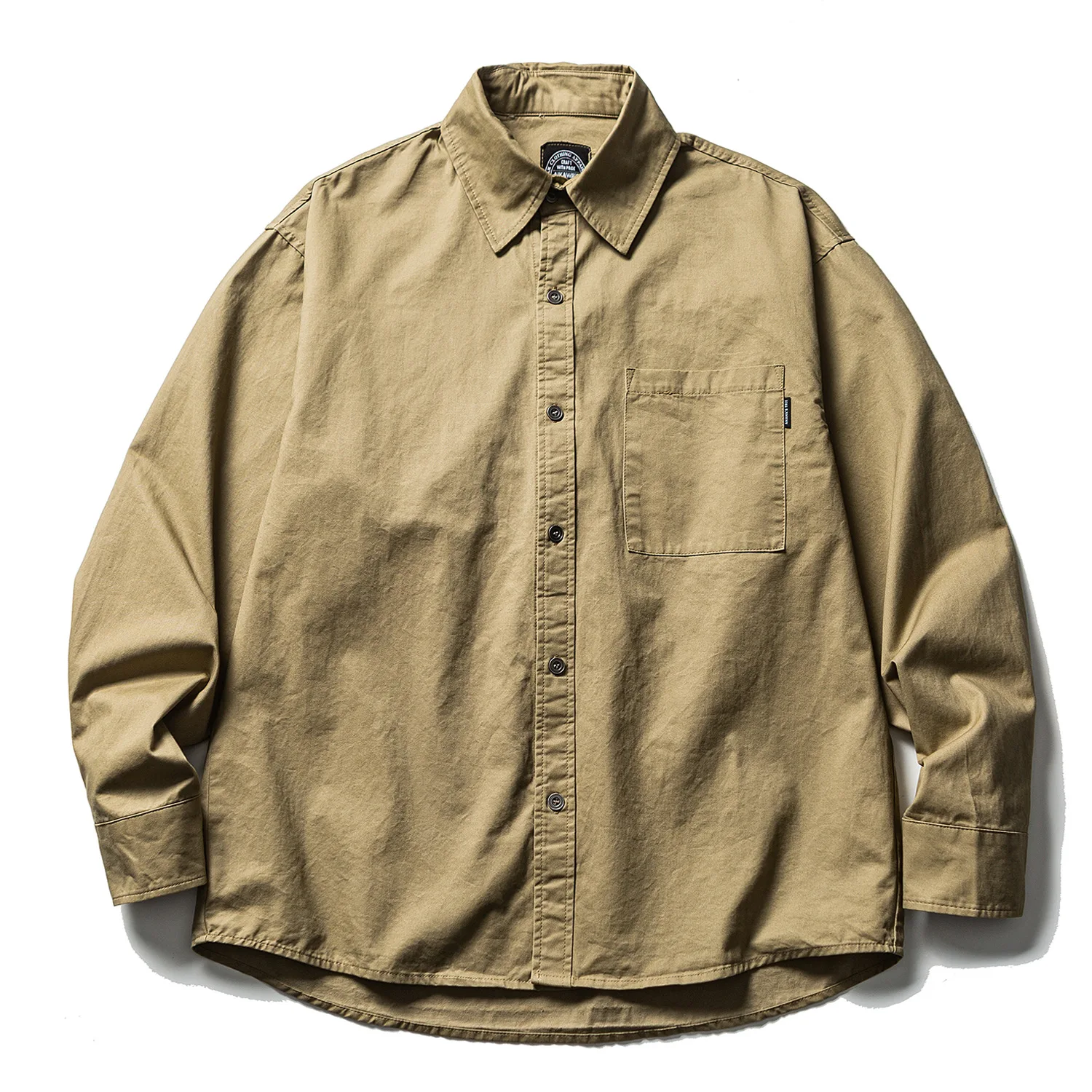 

Japanese Amekaji Retro Simple Solid Color Pure Cotton Long-sleeved Shirt Men's Loose Casual Versatile Shirt Jacket