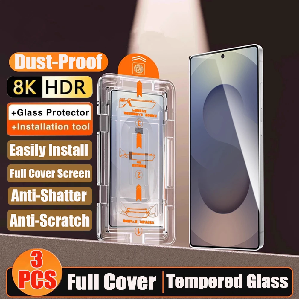 3PCS Dust Free Tempered Glass for Samsung Galaxy S26 S25 FE S24 Plus Ultra Oleophobic Coating Easy Installation Screen Protector