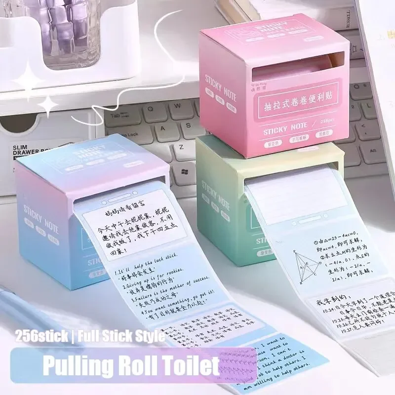 256pcs/Box Fully Adhesive Tearable Sticky Notes Stickers, Pull-out Sticky Notes 8 Formats Ideal for Office Student and Home Use!