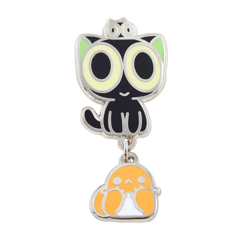 Niedliche Luo Xiaohei BiDiu Emaille-Pin, Schwarze Katze und Gelbes Küken Brosche, Cartoon-Anime-Charakter-Abzeichen für Rucksäcke, Kleidung, Geschenk für Fans – Detail 7