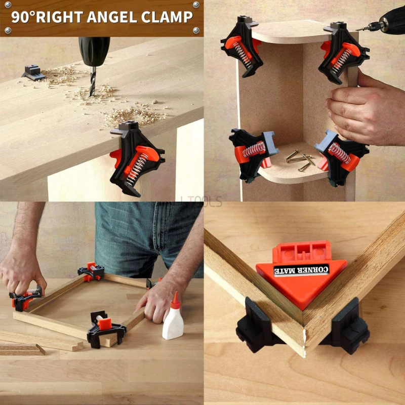 

Woodworking Angle Clamp Tool Set 60/90/120 Degrees Fixer Photo Frame Picture Frame Clamp Home Tools Punching Installer Hand Tool