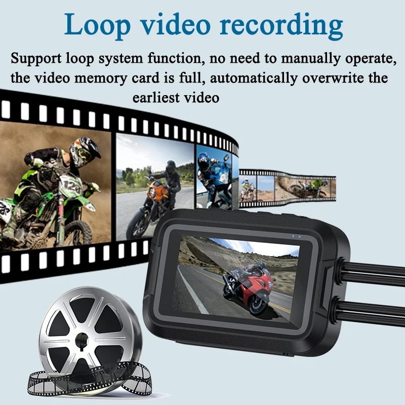 مسجل كاميرا ثنائي الحركة للدراجة النارية ، مسجل الفيديو الرقمي ، رؤية أمامية وخلفية ، مقاوم للماء ، واي فاي ، نظام تحديد المواقع ، كاميرا لوحة العدادات ، رؤية ليلية ، الصندوق الأسود ، P #3