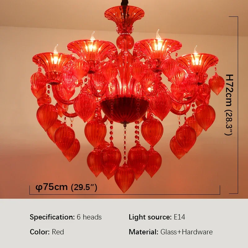 FAIRY European Pendent Lamp Red Candle Lamp Luxury Art Living Room Restaurant BedroomVilla Hotel KTV Chandelier