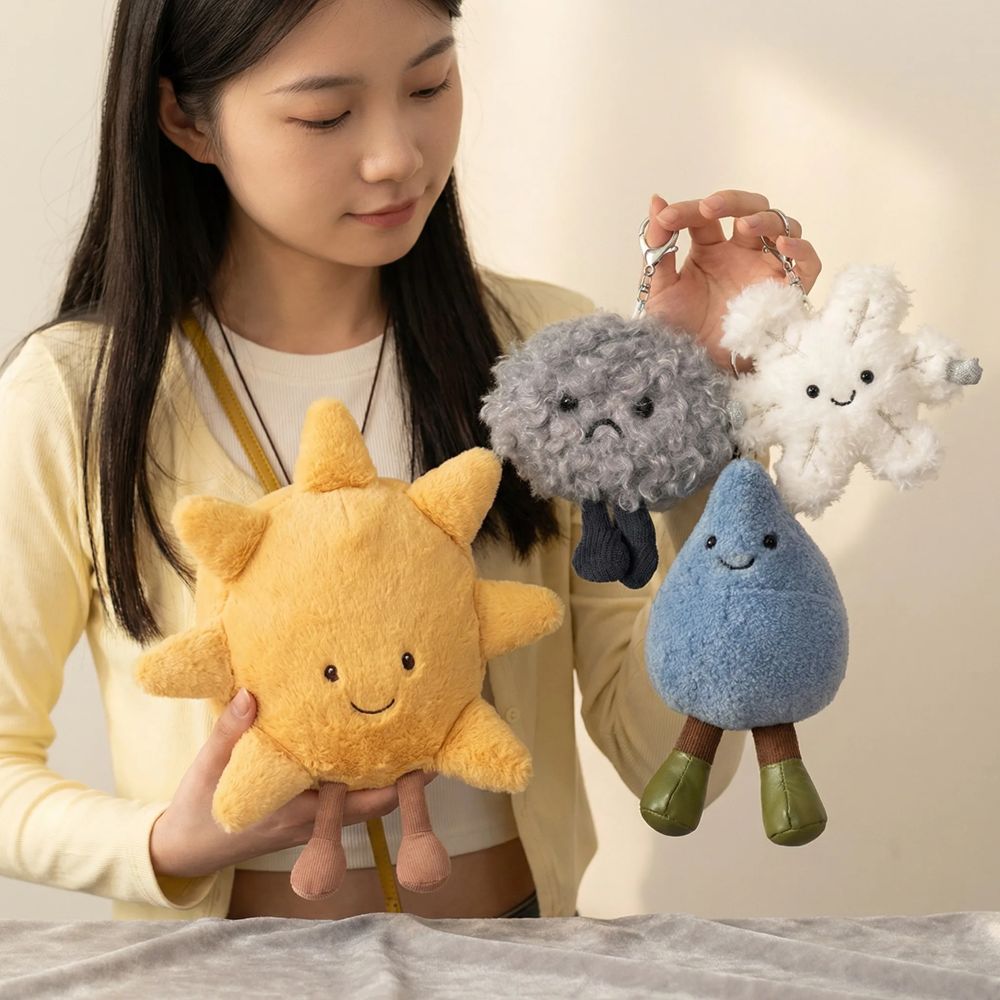 

JC Creative Weather Plush Toys Sun Cloud Snowflake Raindrop Soft Stuffed Cartoon Doll Pendant for Kids Festival Decor Gift