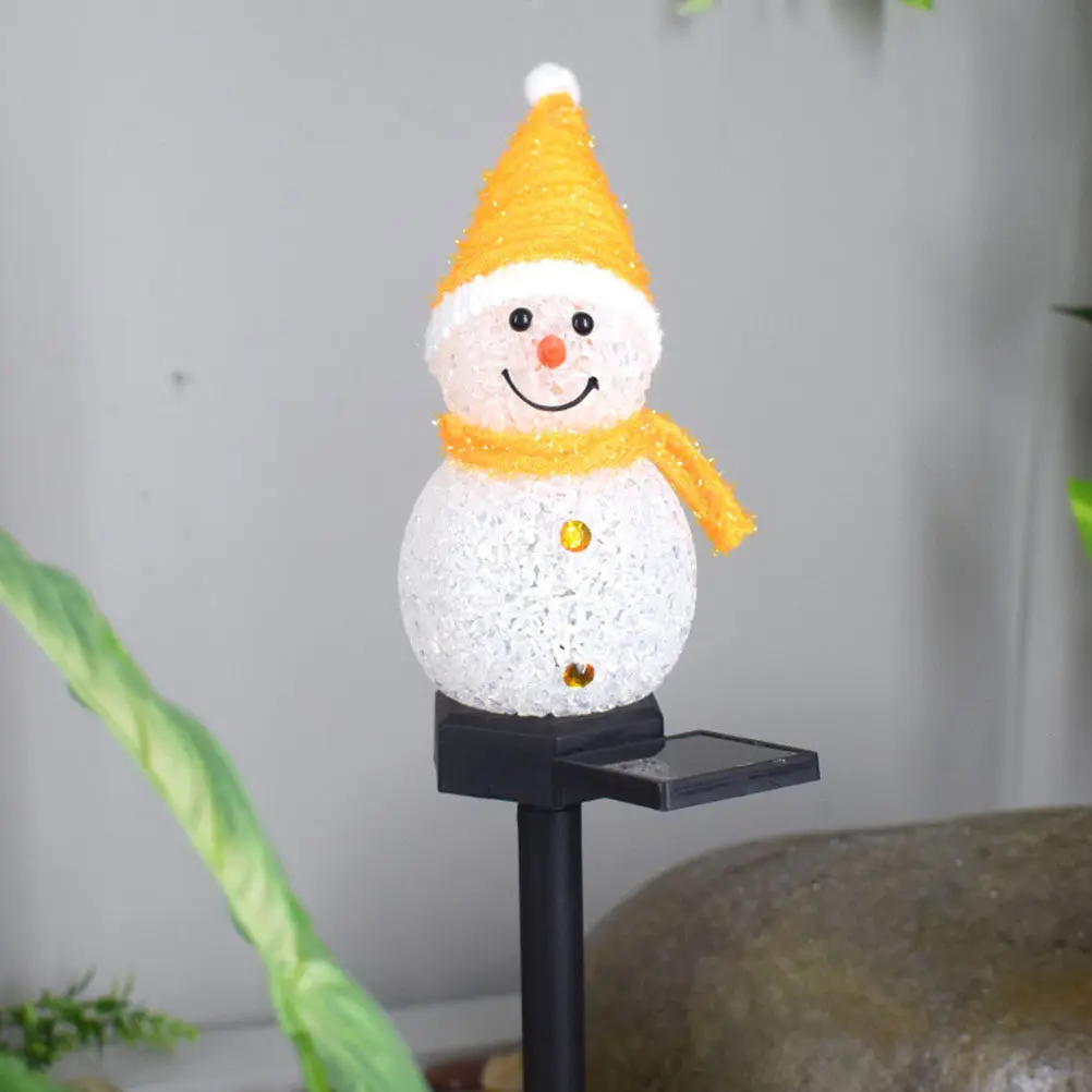 Snowman Design LED Solar Lawn Light Garden Stake Lamp Outdoor Ground Insert Decor Winter Themed Eco Friendly No Wiring Needed