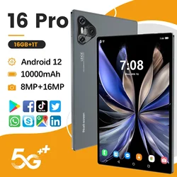 New 2025 Global Version 10.1 Inch Android 12 Tablet Snapdragon 870 12000mAh 16GB+1TB 16 Pro GPS 5G WiFi Bluetooth Dual SIM Tab