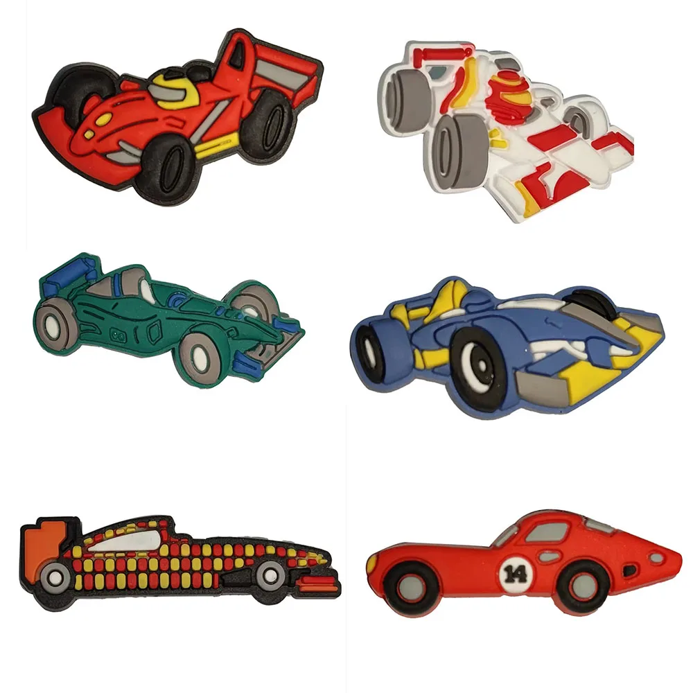 8 Kinds PVC Car Transportation Bus Firetruck Truck Racing Excavator Helicopter Shoe Charms Buckle Clog  Accessories Decorations 