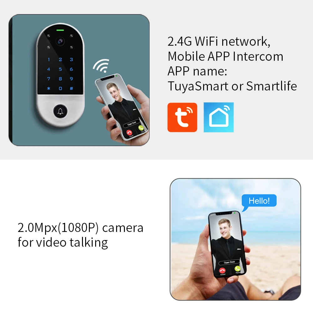 Wifi Tuya Smart APP Video Door Phone RFID Card Keypad 1080P Home Outdoor Doorbell Camera Wifi Viedo Intercom Access Control