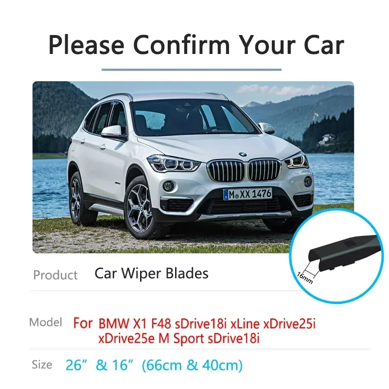 For BMW X1 F48 2016 2017 2018 2019 2020 2021 2022 XLine XDrive25i XDrive25e M Sport SDrive18i Accessories Car Front Wiper Blade