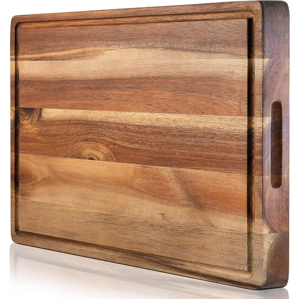 

PREMIUM ACACIA Cutting Board & Professional Heavy Duty Butcher Block w/Juice Groove - Extra Large (17"x13"x1.4") Organic