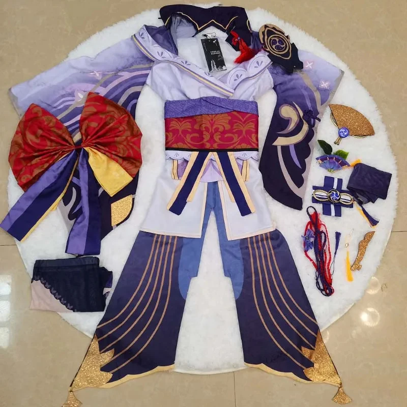 

s;3'c\5/b' Shogun Cosplay Costume Baal Outfits Raiden Mei Full Set Dress Headwear for Anime Expo3'f,6\b;8/