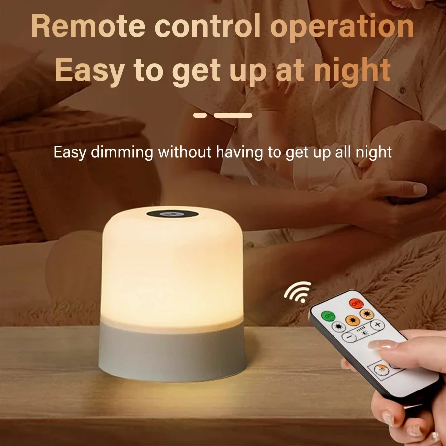 Rechargeable LED Table Lamp Touch Dimmable Bedside Lamp RGB Night Light Room Decor Remote Bedroom Night Lamp Christmas Lights