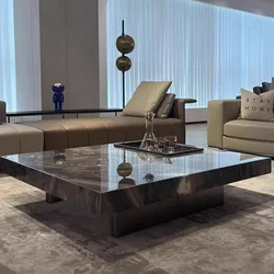 Mesa de centro moderna Para sala de estar, mueble Rectangular de piedra y mármol, Muebles italianos de lujo Para el hogar