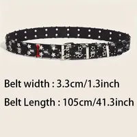 2026New Fashion Luxury Belt Black Punk Accessories Blue Denim Girdle HipHop Y2k Star Hollowed Pin Buckle Waistband，For Men Women - Image 4