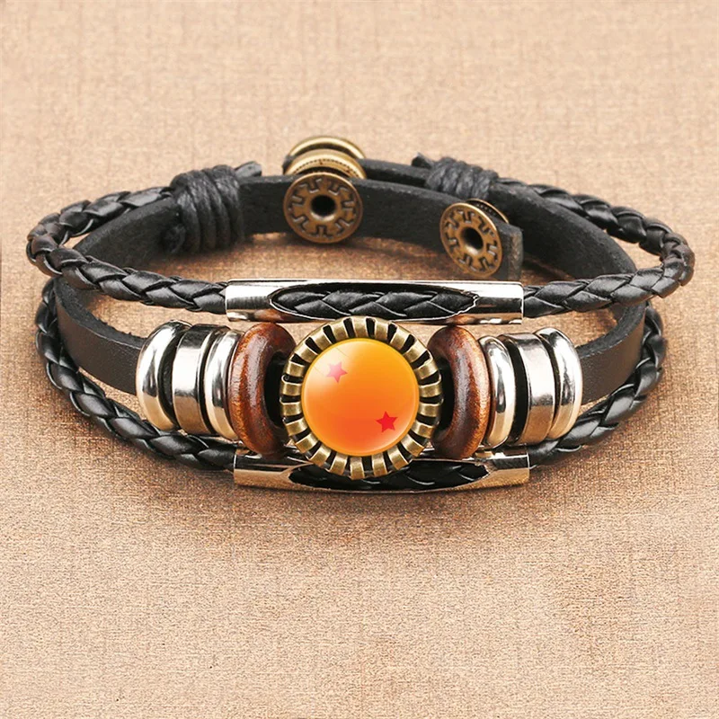 Anime DragonBall Gem Gemstone Cowhide Bracelet Dragon Ball Accessories Hand-Woven Cartoon Dragonball Evolution Jewelry Gifts