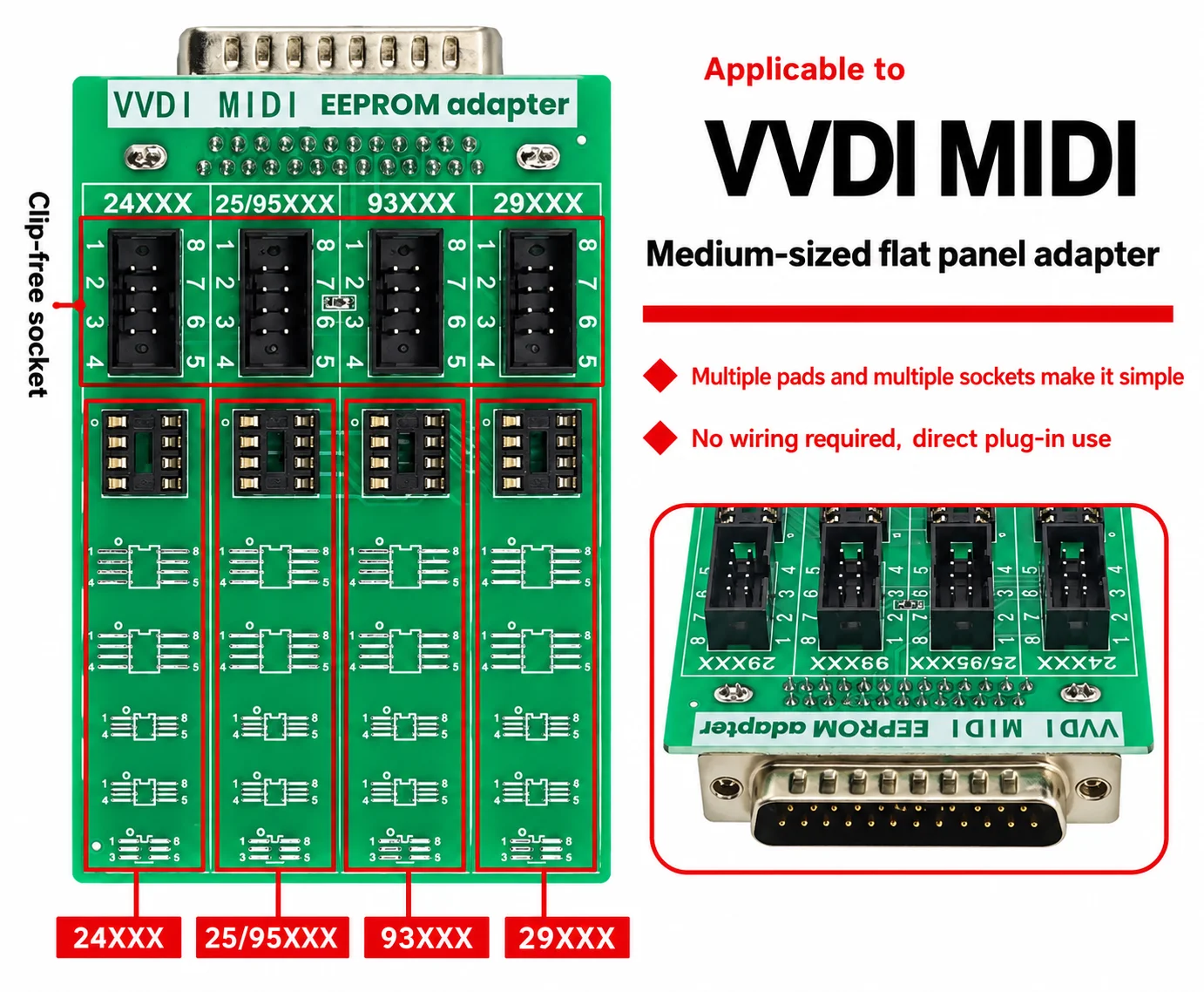 Xhorse VVDI MIDI EEPROM Adapter for VVDI MIDI Device – Plug & Play, Read EEPROM Without Soldering