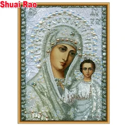 Kazan Icona della Vergine religiosa Pittura diamante fai da te piena, quadrata, diamante rotondo ricamo Mosaico lavoro manuale, decorazione delle preghiere