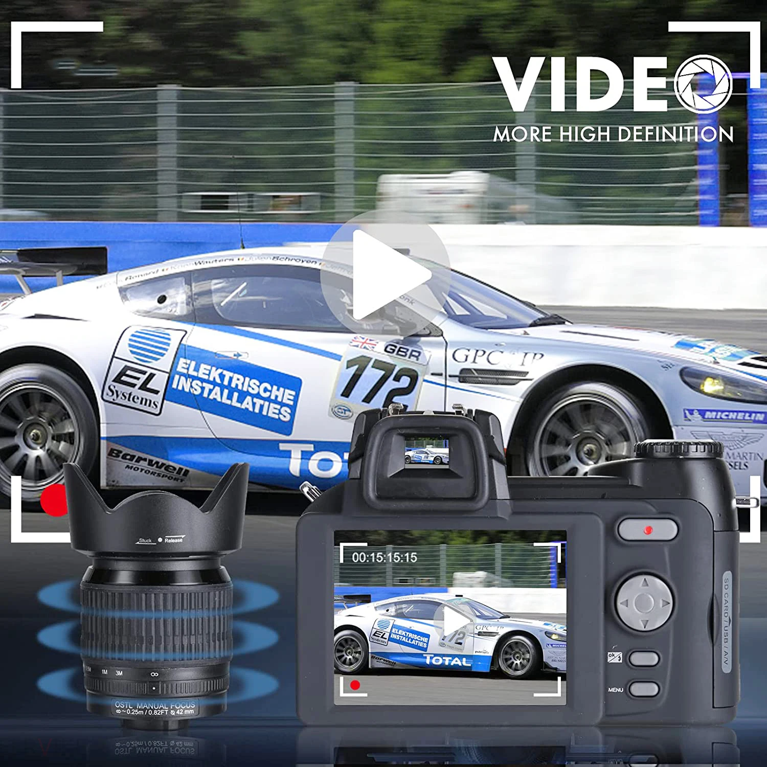 Цифровая камера ELRVIKE HD POLO PROTAX D7100, Профессиональная зеркальная видеокамера с автофокусом, 33 миллиона пикселей, 24-кратный оптический зум, три ...