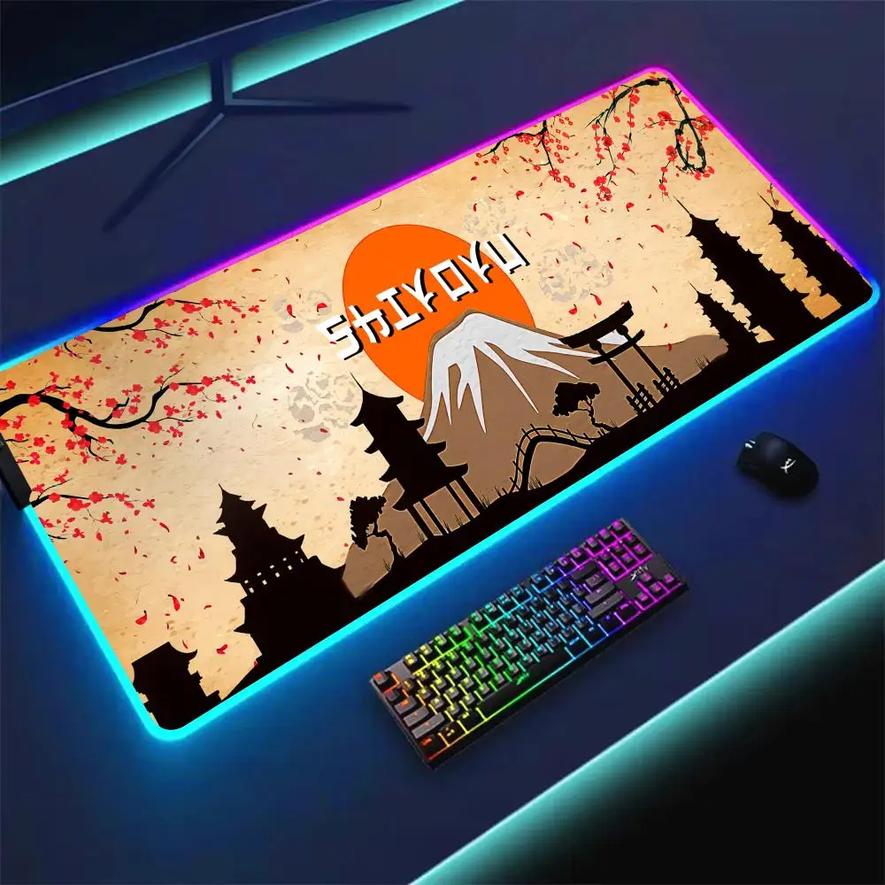 

Japanese Aesthetic Landscape Design RGB Mouse Pad Desk Mat LED Glow Gaming pad pc accessories keypad mousemat Computer mouse pad