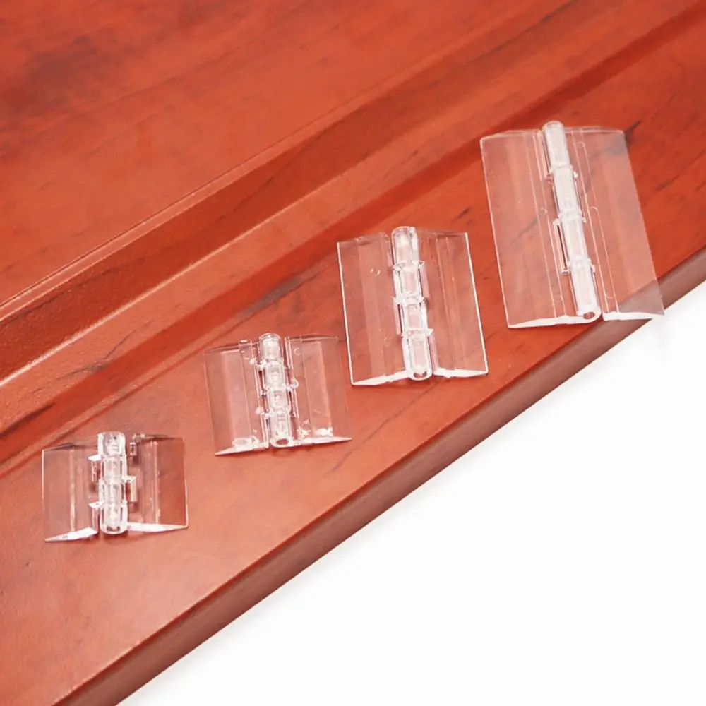 2Pcs Transparent Plastic Folding Hinge Durable Clear Acrylic Door Hinges Foldable ABS Furniture Hardware Cabinet Door