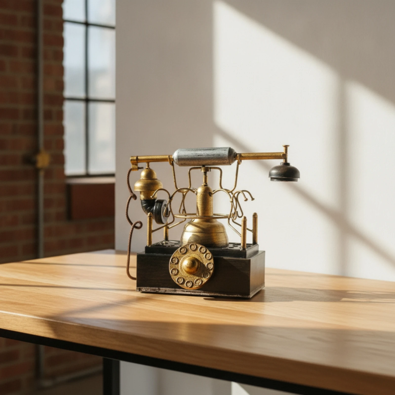 Vintage Telephone Decor Retro Decorative Phone with Rotary Dial Industrial Telephone Model Antique Rotary Phone Model