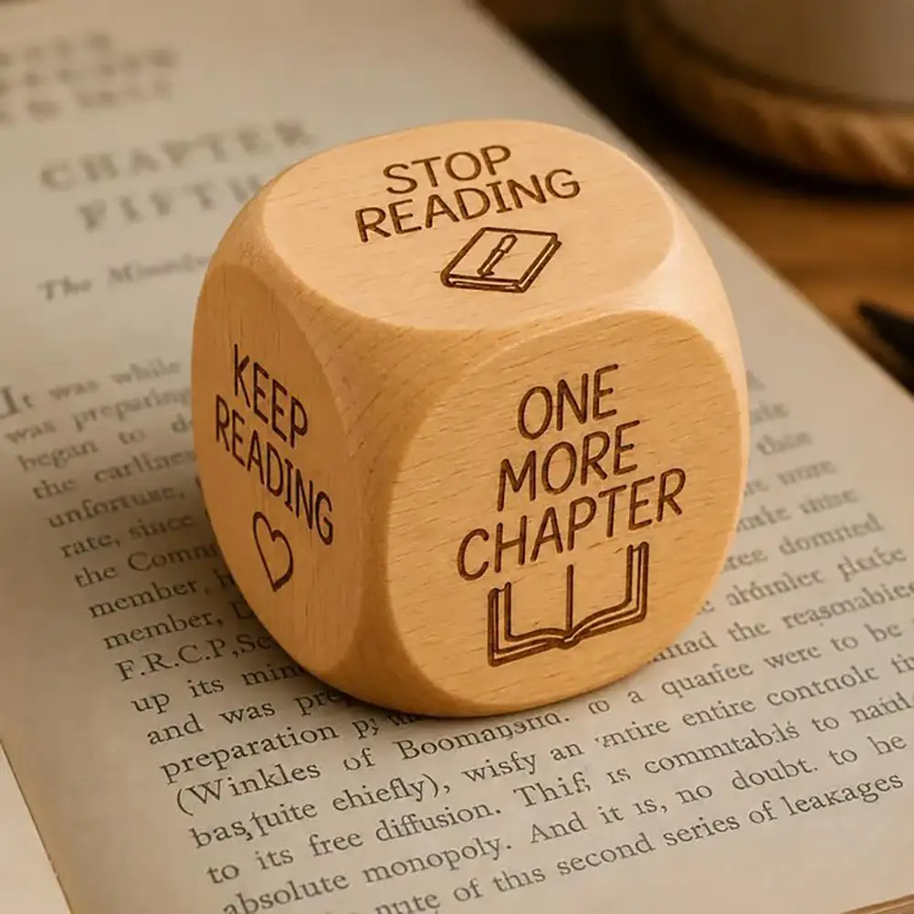 Wooden Decision Cube Wooden Reading Decision Dice Set 6-sided Book Theme Decider Cubes Reading Maker for Bookworms Gift Lovers