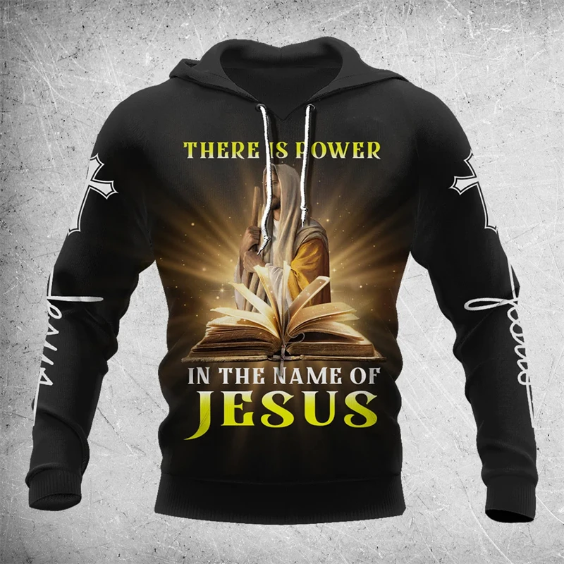 2024 Spring And Autumn New Men\'s Fashion 3D Jesus Madonna Print Hooded Sweatshirt Hoodie Loose Casual Daily Street Top Pullovers