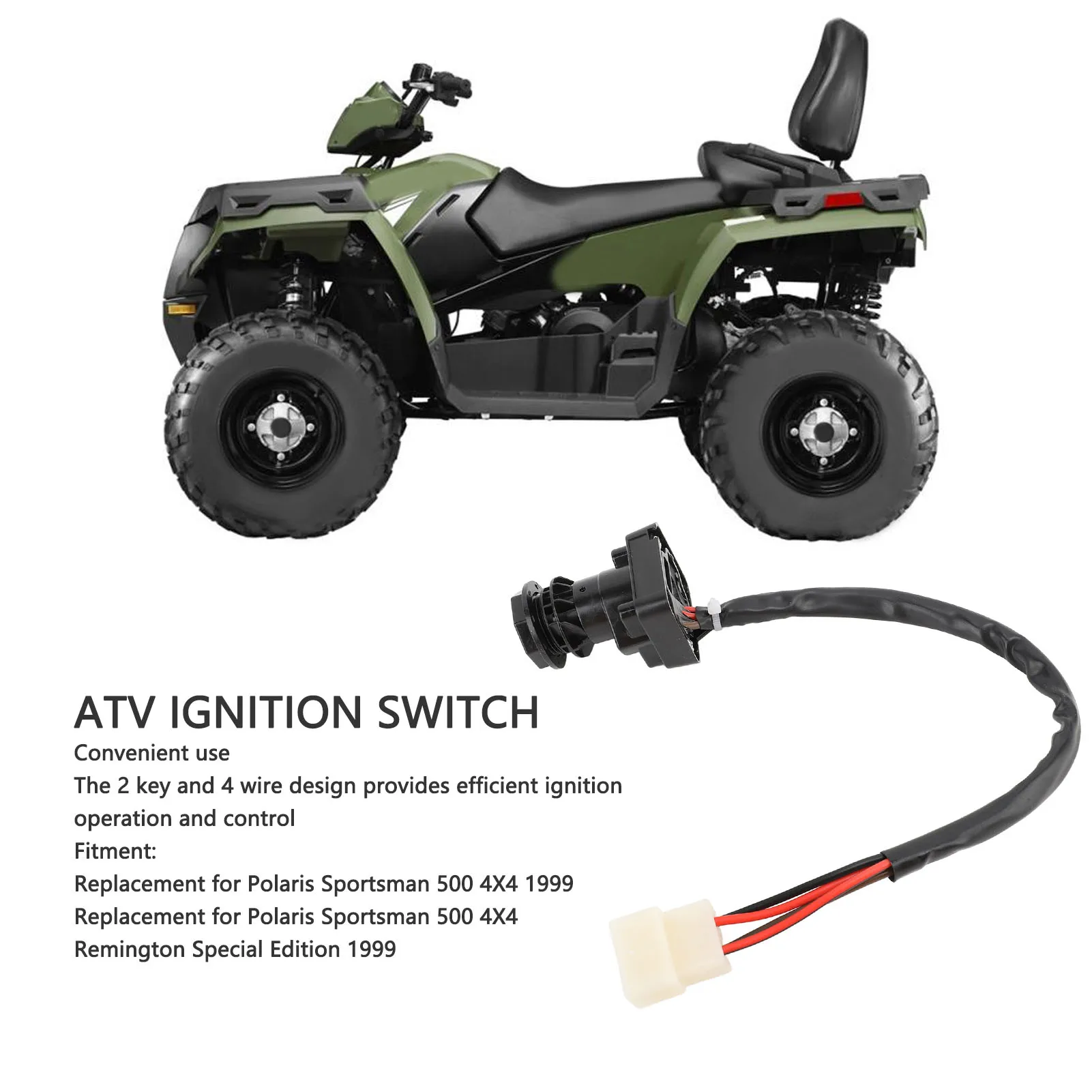 ATV Ignition Key Switch High Performance 4 Pin Wire Ignition Starter Switch Set Replacement For Polaris Sportsman 500 4X4 1999