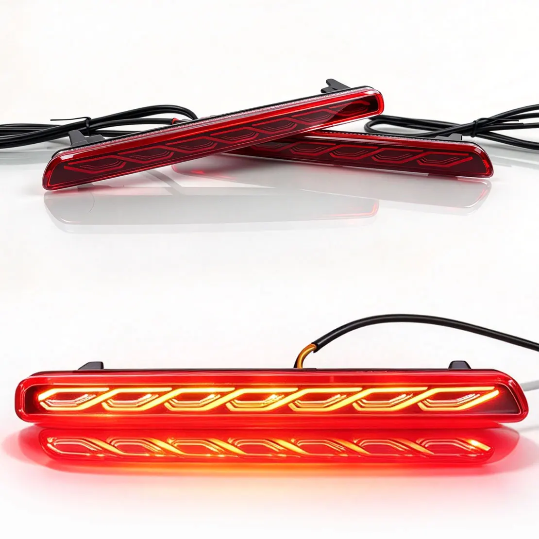 1 Pair Red Rear Bumper Tail Brake Fog Light Dynamic Turn Signal Lamp Fit for Honda CR-V CRV 2023 2024