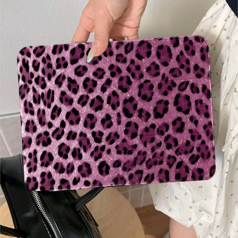 Fashion Glitter Purple Leopard Tablets Case For Samsung Tab S7/S8/S9/S10/S11 11in Tad S7+/S8+/S9+/S10+ 12.4/13.1inch Women Cover