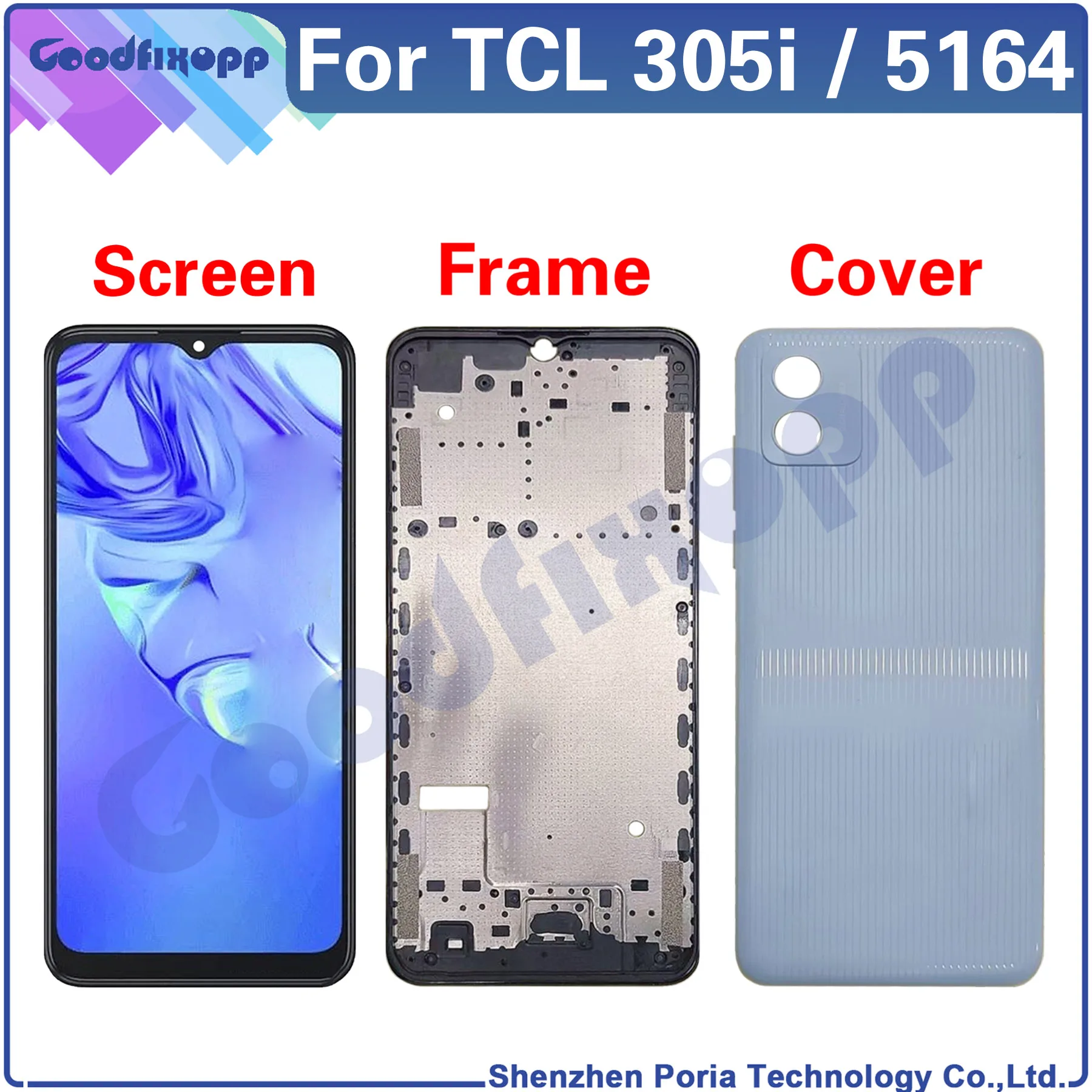 

For TCL 305i 5164 Frame Back Cover Battery Rear Case LCD Display Touch Screen Digitizer Assembly Repair Parts Replacement