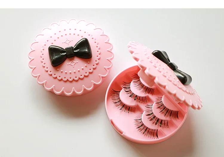 Acrylic Cute Bow False Eyelash Storage Box Makeup Cosmetic Mirror Case Organizer OK 0560