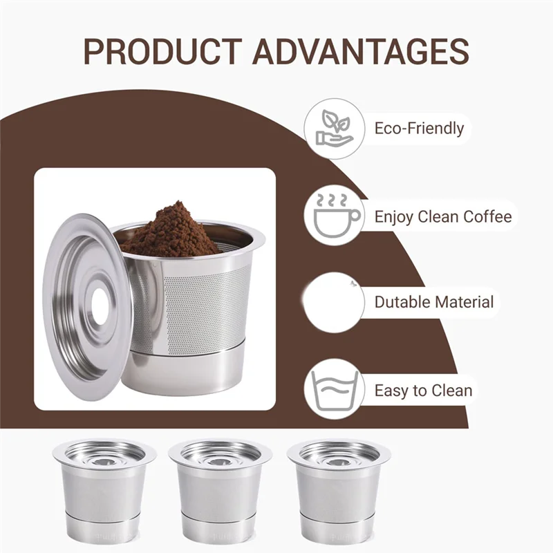 ABZA-استبدال كبسولة القهوة القابلة لإعادة الاستخدام للنينجا لصانع PB041 PB051 CFP101، 304 مرشحات كأس من الفولاذ المقاوم للصدأ