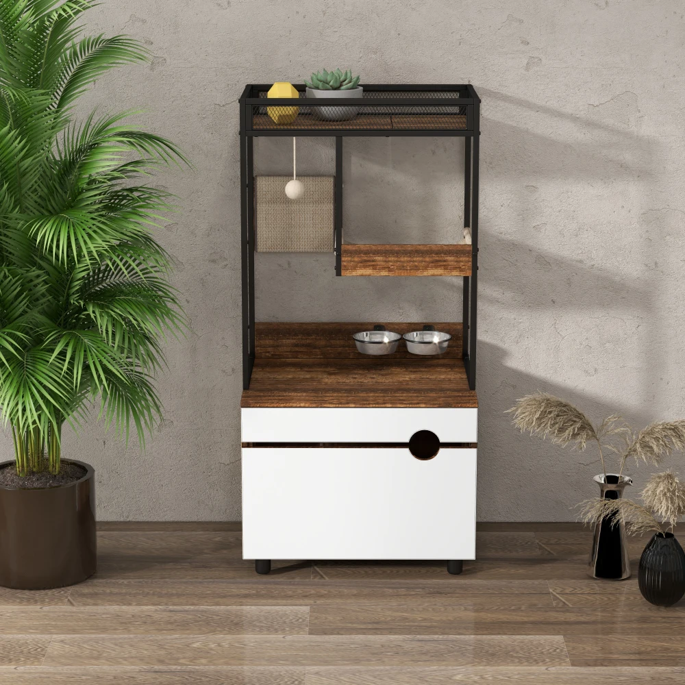 

Cat Litter Box Enclosures with Cat Tree Tower, Cats Furniture ,Cat Cabinet