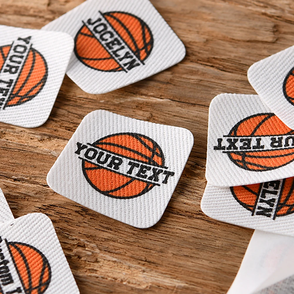 

77PCS Custom Iron on Cotton Square Labels 0.98"x0.98" Rounded Corner Washable Name Tags for Clothing DIY Crafts Business Logo