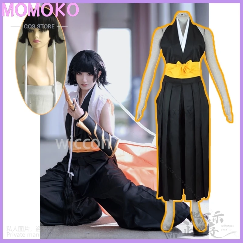 Anime Soi Fon Cosplay Costume Halloween Japanese Sexy Kimono Uniform Short Wigs Roleplay Christmas Party For Woman Girls