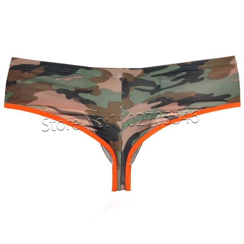 Men Camouflage Cheeky Booty Underwear Hobble Skirt Briefs Mini Cut Boxers Thong