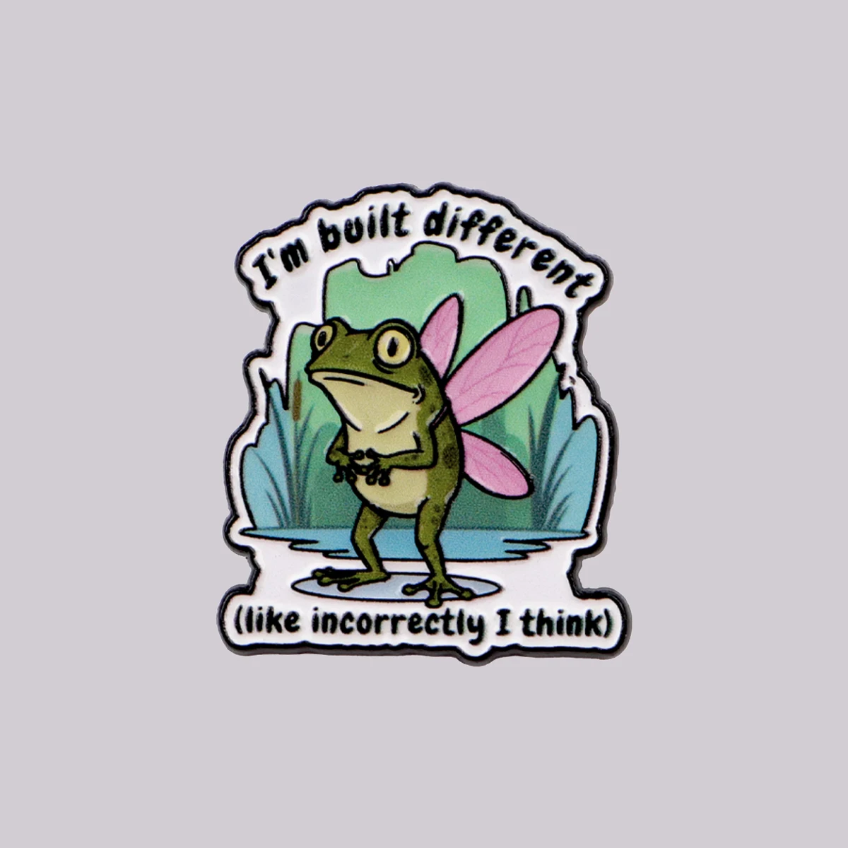 I'm built different like incorrectly I think Enamel Pin Cute Frog Brooch Funny Lapel Pins Badge on Backpack Animal Jewelry Gifts