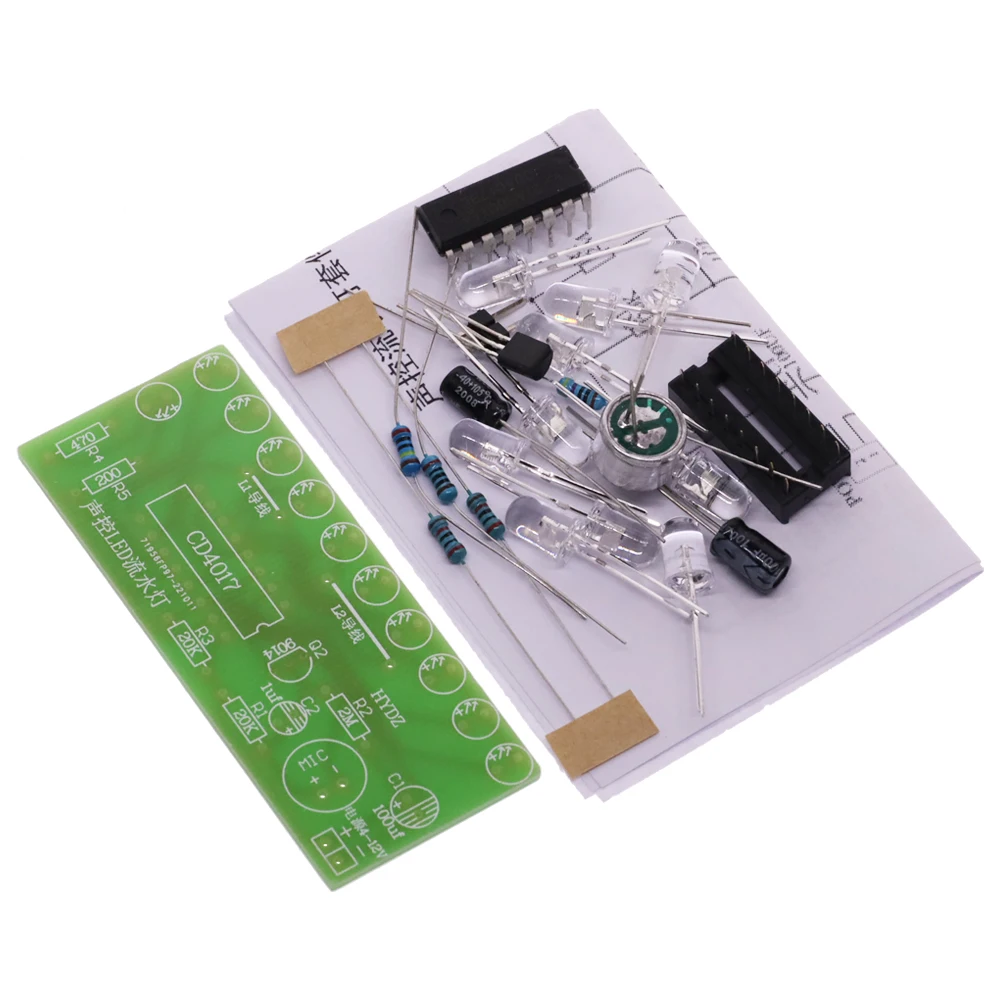 Voice Activated LED Water Light Kit CD4017 Lantern Control Fun Electronic Production Teaching Training Diy Electronic Kit Module