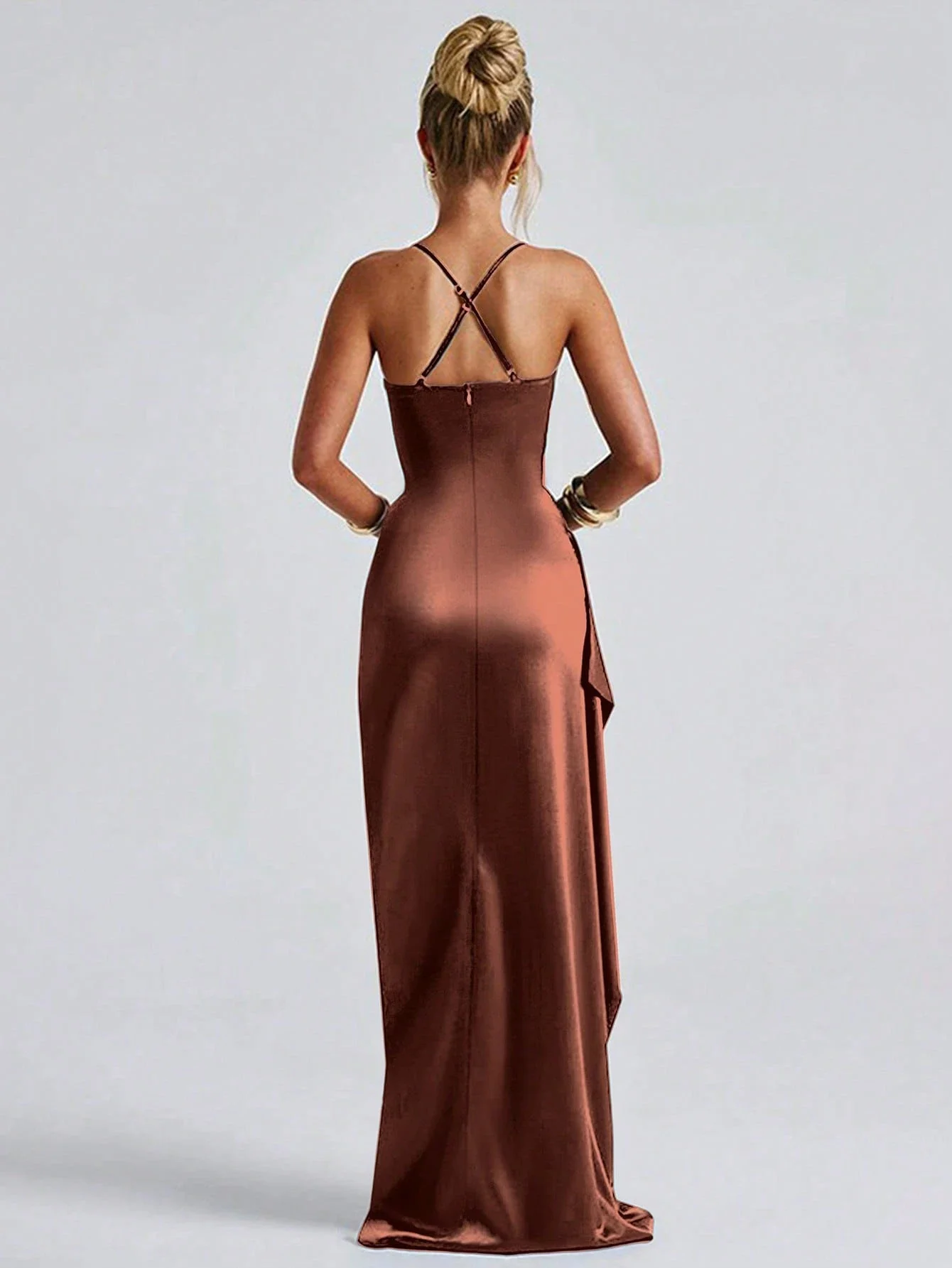 

Элегантное сексуальное атласное платье с оборками на талии для вечеринок, платье подружки невесты, вечернее платье для свадьбы весной