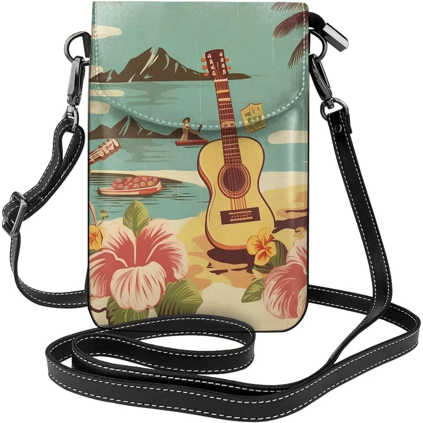 

Leather Small Crossbody Bags For Women Vintage Hawaii Phone Purse Cell Phone Bag Wallet Bag Cross Body Purses